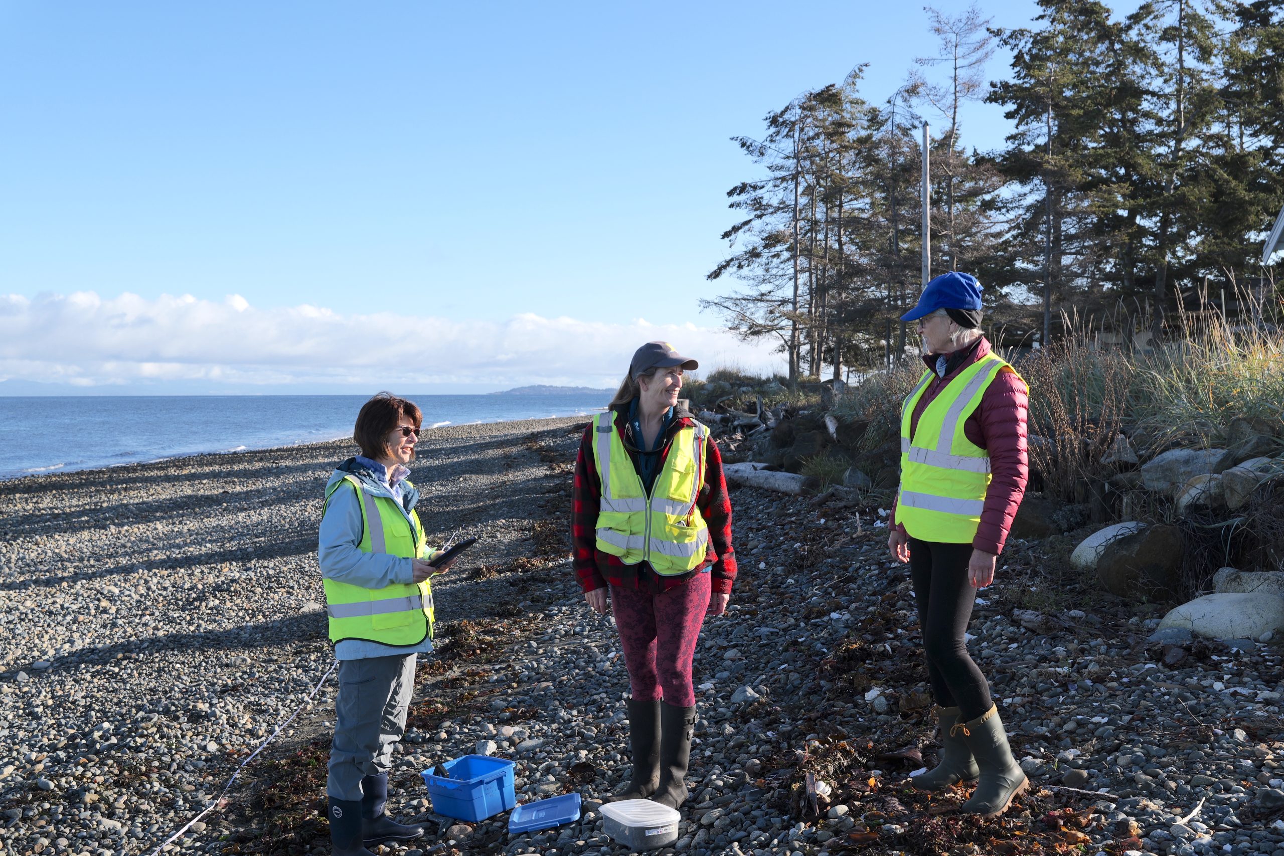 Three members of our beach sampling team on the beach in San Pariel Nature Trust Preserve